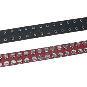 Unisex punk style leather belts featuring heavy metal studs and eyelets for fashion.