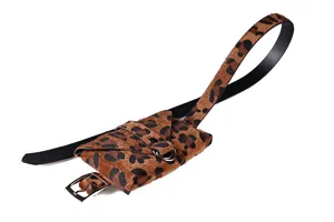 Detailed view of leopard print horsehair waist bag with slim belt