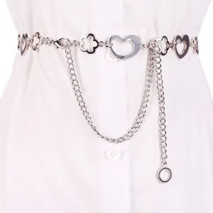 Donna Cuore Fiore Catena da Vita in Metallo Moda Sottile Vestito Accessorio Lega Oro Argento Cintura a Maglie Smaltata