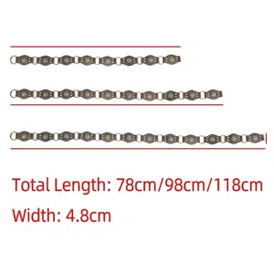 Vintage Y2K studded belt with ring segments, 4.8cm width in three length options.