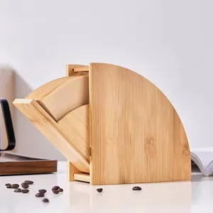 Portafiltros de café de bambú minimalista en forma de abanico para baristas caseros