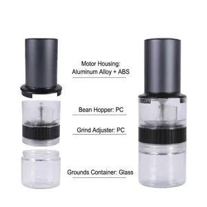 Portable Electric Coffee Grinder Adjustable Stainless Steel Blade Espresso Grinding Machine For Home Office Travel Coffee Beans