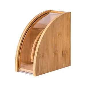 Soporte para filtros de café japonés de bambú en forma de abanico con tapa antipolvo