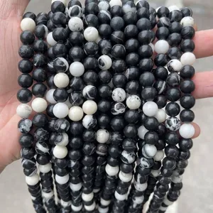 Natural Zebra Jasper Round Beads Loose Beads Semi Finished For DIY Bracelet Necklace Jewelry Making Accessory Natural Stone Beads