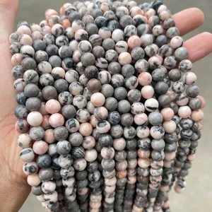 Natural Zebra Jasper Stone Round Loose Beads For DIY Bracelet Necklace Jewelry Making Gemstone Craft Accessories