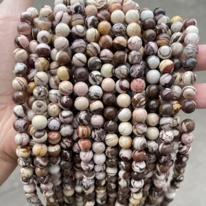 Strands of natural zebra stone round loose beads for DIY bracelet jewelry making
