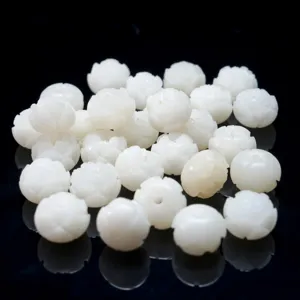 Natural White Bodhi Seed Carved Lotus Loose Beads For DIY Jewelry Making Buddha Bracelet Necklace Accessories Zen Style Unisex