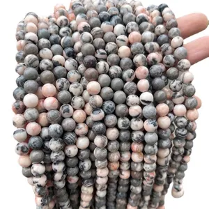 Natural Zebra Stone round loose beads for DIY jewelry making and bracelet accessories