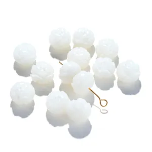 Hand-carved white Bodhi root lotus flower beads for DIY jewelry and prayer beads