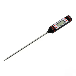 Professional digital food thermometer with long stainless steel probe for BBQ and baking