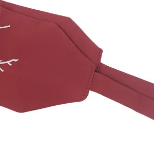 Red embroidered Hanfu waistband featuring traditional Chinese floral fabric details.