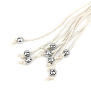 Bohemian ethnic style woven cotton rope belt with tassels and glossy silver beads