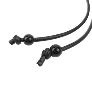 Cintura sottile in corda nera regolabile per donna con perline lucide e nodi decorativi