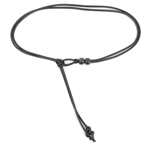 Cintura sottile nera a corda con perline decorative per abiti femminili eleganti