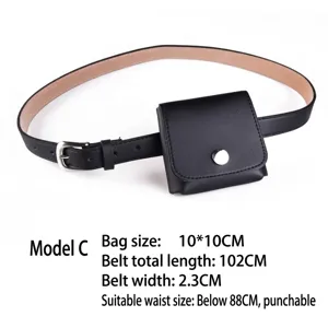 Detailed size specifications for the stylish black mini waist bag and belt combo