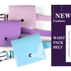 Set of three colorful transparent PVC jelly mini waist bags with matching belts