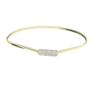 Elegant gold-tone elastic metal belt with a sparkling rhinestone-encrusted buckle decoration