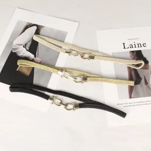 Cinturón Elástico de Moda para Mujer Hebilla de Herradura de Metal Cinturón Fino para Vestidos Suéteres Simple Versátil Accesorios Decorativos