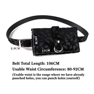 Black leopard print horse hair fanny pack belt bag for women with adjustable strap