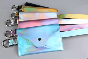 Collezione di marsupi laser olografici con fibbie metalliche in vari colori