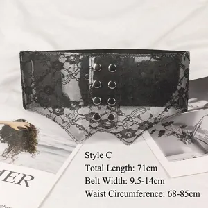Schwarzer transparenter Spitzen-Korsettgürtel für Damen, Stil C, 71 cm Länge