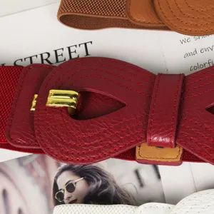 Large ceinture élastique rouge élégante avec nœud décoratif pour robes de femmes