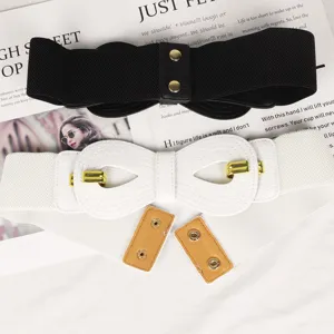 Ensemble de ceintures élastiques larges noires et blanches avec boucles de noeud chic