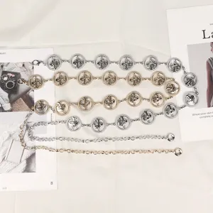 Elegante cintura a catena in metallo stile occidentale per donna con motivo a fungo