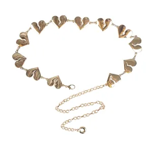 Gouden hartvormige metalen tailleketting, elegant accessoire voor jurken en rokken