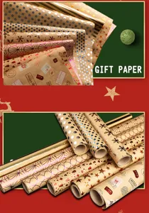 Assortiment de papier cadeau kraft rétro avec divers motifs élégants en feuille d'or