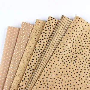 Eco-friendly brown kraft wrapping paper with multiple patterns for gift and flower wrapping