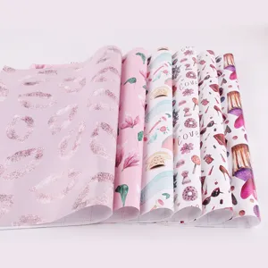Papier d'Emballage Cadeau Dessin Animé Anniversaire Papier Couché Épais Pour Mariage Fête DIY Fleurs Cœur Motif Mode