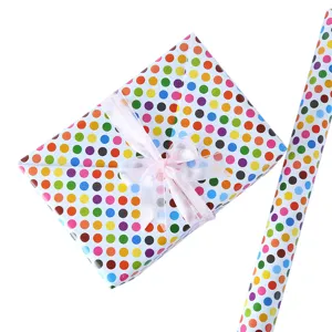 Bunte Regenbogen-Punkte Geschenkpapierrolle für Geburtstags- und Feiertagsgeschenke