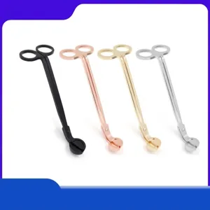 Stainless Steel Candle Wick Trimmer Matte Black Electroplated Long Handle Scissor Care Tool For Aromatherapy Candle Maintenance Home Accent