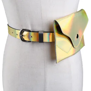 Marsupio Olografico al Laser per Donna Borsa da Cintura in Ecopelle Mini Quadrato Marsupio Regolabile per Feste e Viaggi
