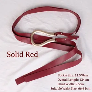 Ceinture femme rouge vin avec boucle fer à cheval en métal doré en U