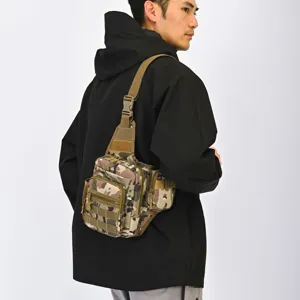 Water-resistant men's camouflage tactical crossbody bag for outdoor cycling and travel