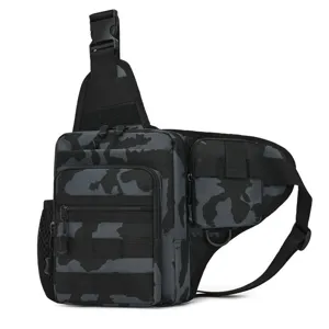 Multifunctional tactical grey camouflage crossbody bag for men's outdoor cycling travel