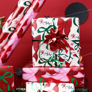 Metalen Gealuminiseerd Kerst Cadeaupapier Sneeuwvlok Strik Patroon Voor Valentijnsdag Verjaardag Feestelijke Decoratie