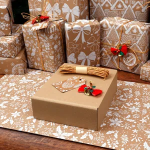 Premium Vintage-Weihnachts-Geschenkpapier aus Kraftpapier für rustikale Geschenkverpackungen
