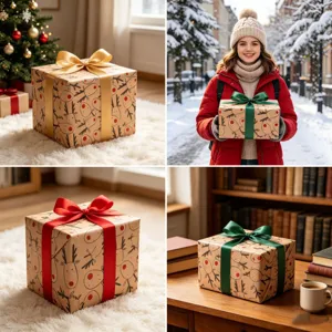 Detailed view of reindeer pattern kraft paper for festive Christmas gift wrapping
