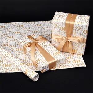 Carta regalo di Natale in lamina d'oro con motivo Ho Ho Ho per scatole regalo