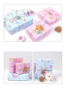 Cartoon baby gift wrapping paper with moon and star patterns for birthday gifts