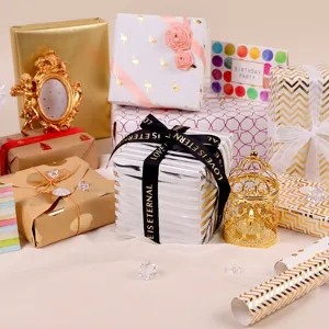 Carta da Regalo con Stampa a Caldo di Alta Qualità Motivo Geometrico Metallico Pois Floreale per Compleanno Matrimonio San Valentino