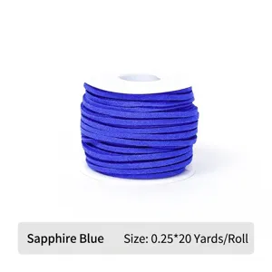 Sapphire blue faux suede cord roll for gift wrapping and DIY floral crafts, 20 yards