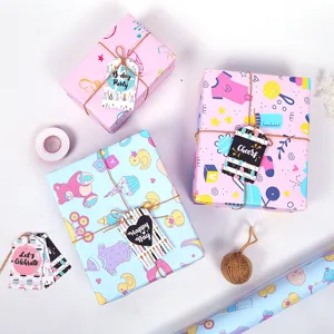 Premium cartoon baby gift wrapping paper set for boys and girls birthday party gifts