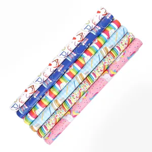 Set de rollos de papel de regalo de cumpleaños con dibujos de unicornios y arcoíris