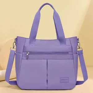 Large Capacity Women Casual Nylon Polyester Shoulder Bag Waterproof Crossbody Tote Handbag Solid Color Multi-Pocket Mommy Bag