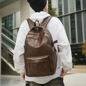 Mochila de Gran Capacidad de Cuero PU Retro Impermeable Moderna Cool Bolsa de Viaje para Hombre Mujer Outdoor Viaje Diario Mochila Business