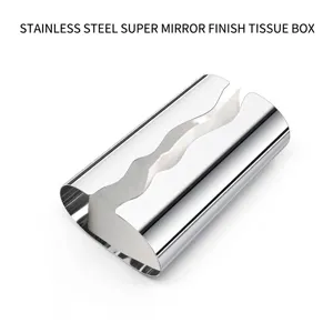 Nordic Luxury Mirror Stainless Steel Tissue Box Modern Wave Opening Napkin Holder Home Living Room Desktop Storage Organizer Case